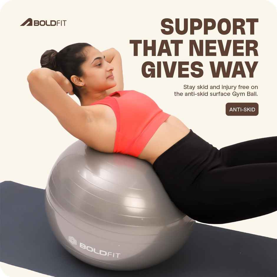 Boldfit Gym Ball For Exercise 55 cm Exercise Ball With Foot Pump-Grey