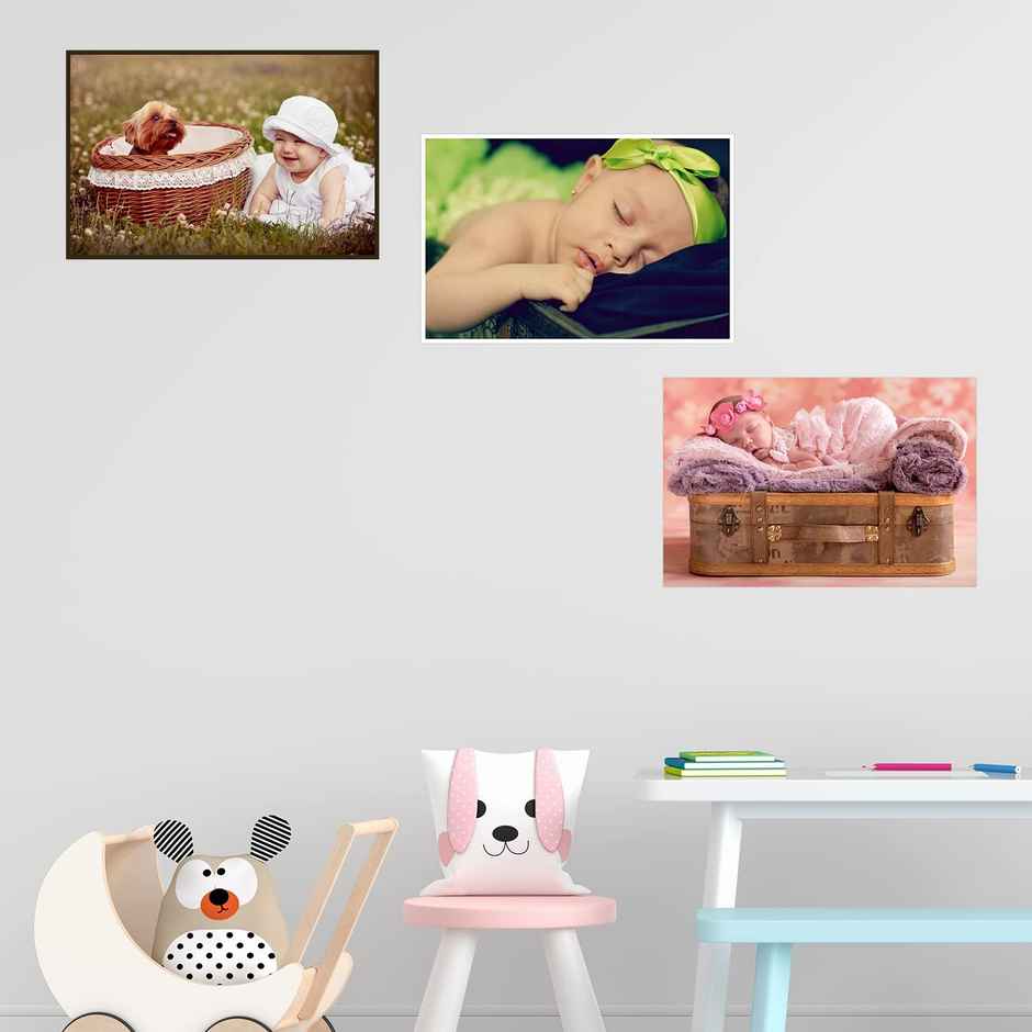 Paper Plane Design New Born Cute Baby Smiling Baby Wall Posters | Set Of 3 | Size 12 x 18 Inch- D60