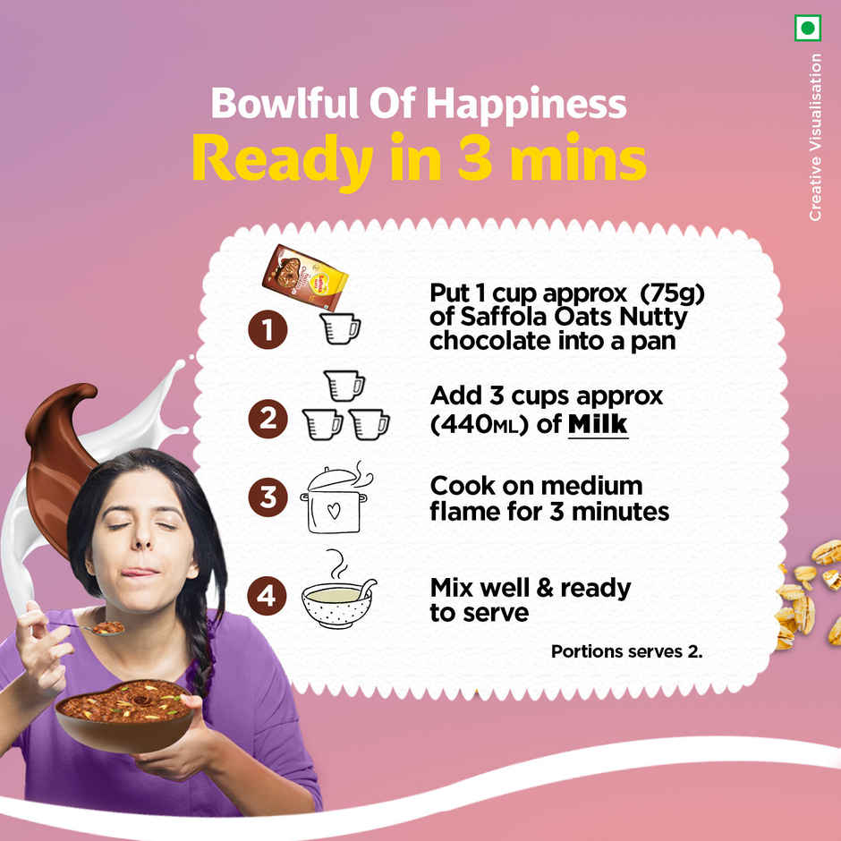 Saffola Oats with Nutty Chocolate, Healthy & Tasty, Anytime Snack