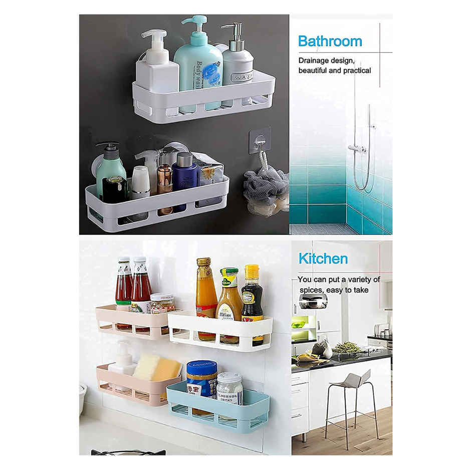 Perpetual Bathroom 1Shelf + 1Soap Dish Holder | Self-Adhesive Rack for Wall | Pack of 2