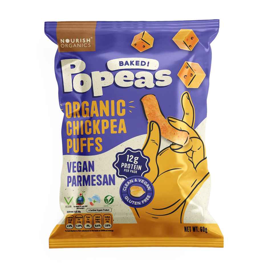 Nourish Organics Popeas Protein Puffs Vegan Parmesan