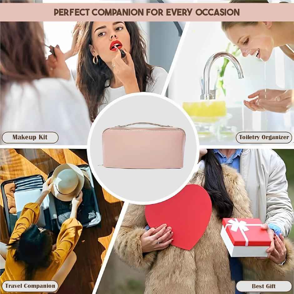 Lazer Travel Cosmetic Makeup Pouches for Women Travel Organizer Bag | Pink