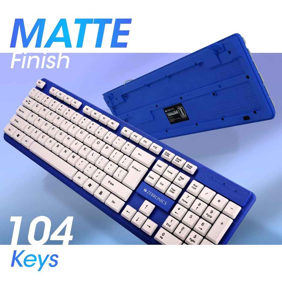 Zebronics JUDWAA 541 USB Keyboard and Mouse Set for Computers & Laptops with 1200 DPI | Blue