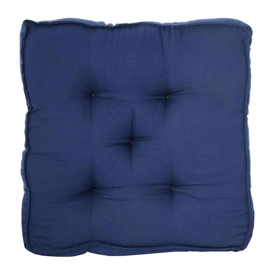 Kuber Industries Microfiber Square Chair Pad | Seat Cushion for Car | Office 18x18 Inch (Navy Blue)