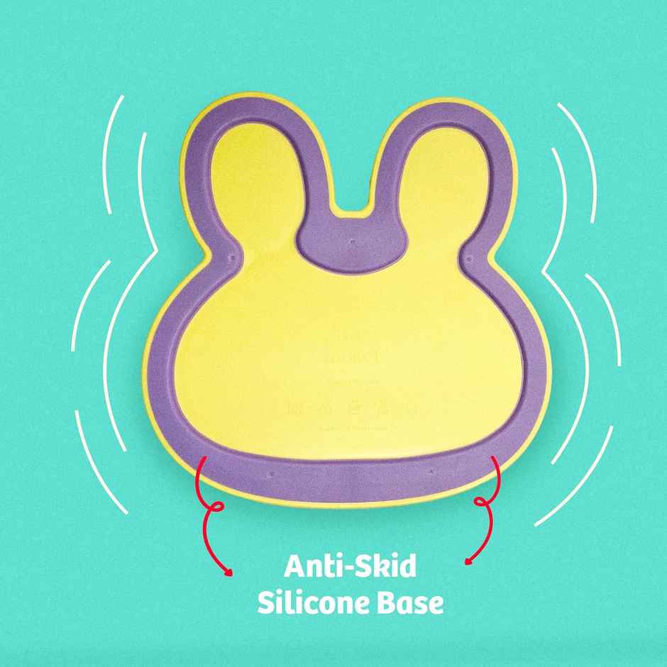 Rabitat Hoppy Playte Anti Skid Stainless Steel Divided Plate - Purple