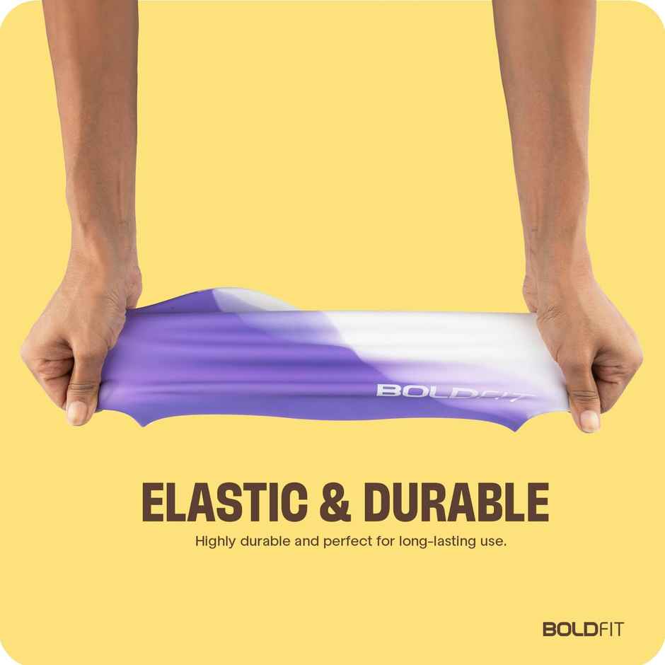 Boldfit Silicone Swimming Cap for Unisex Cap for Kids & Adults Easy Fit - White, Purple