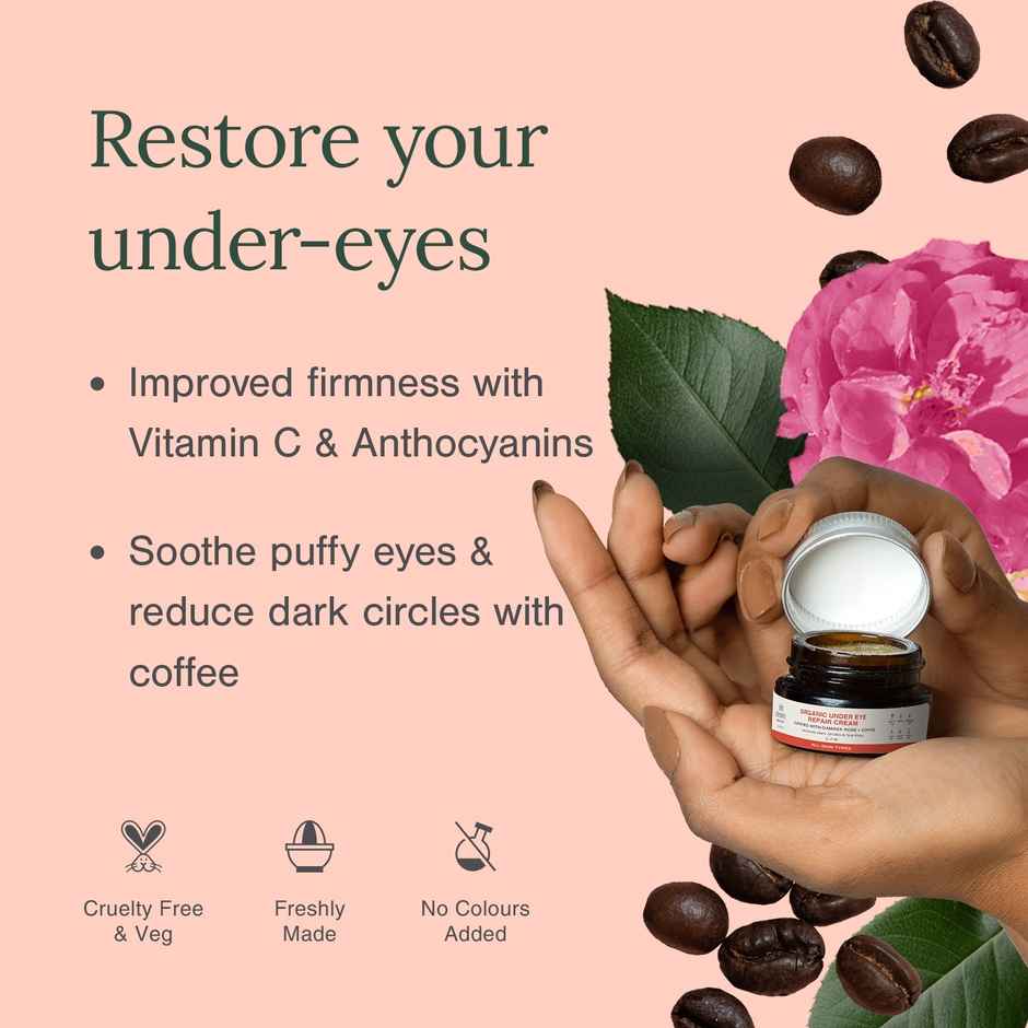 Juicy Chemistry Damask Rose & Coffee Under Eye Cream | Fine Lines & Puffy Under Eyes