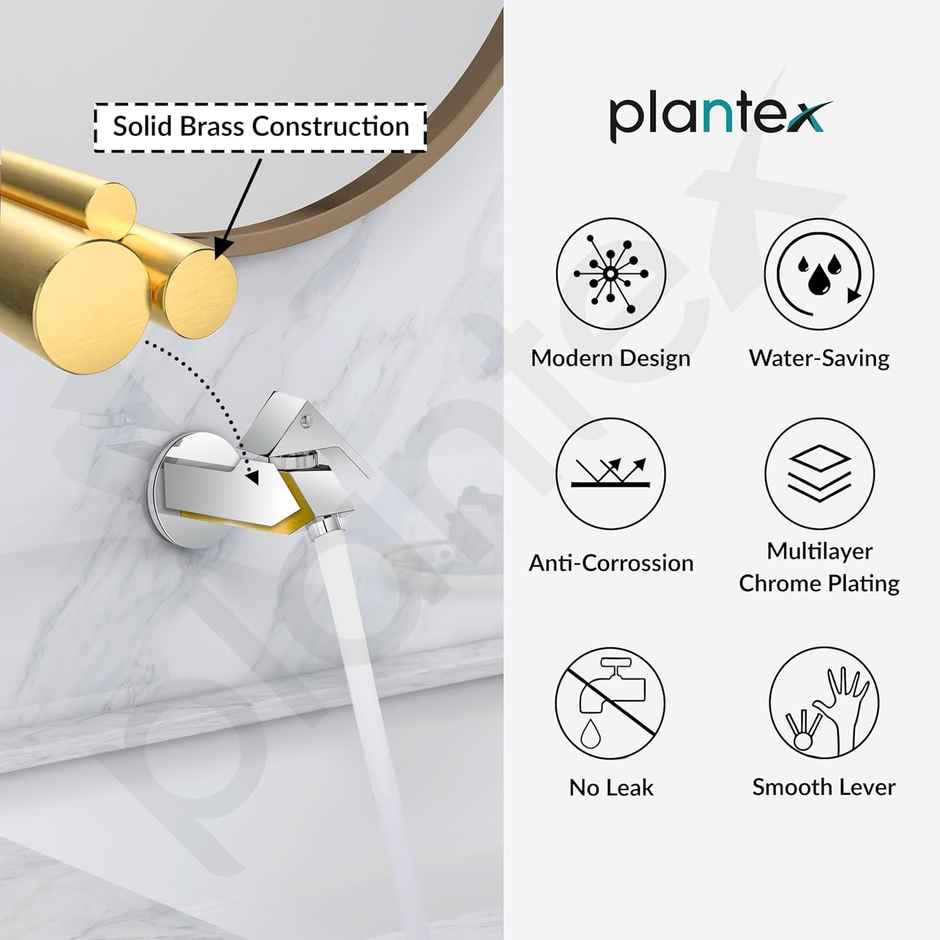 Plantex PRI-301 Brass Bib Cock Water Tap - Teflon Tape & Wall Flange (7 Year Warranty)