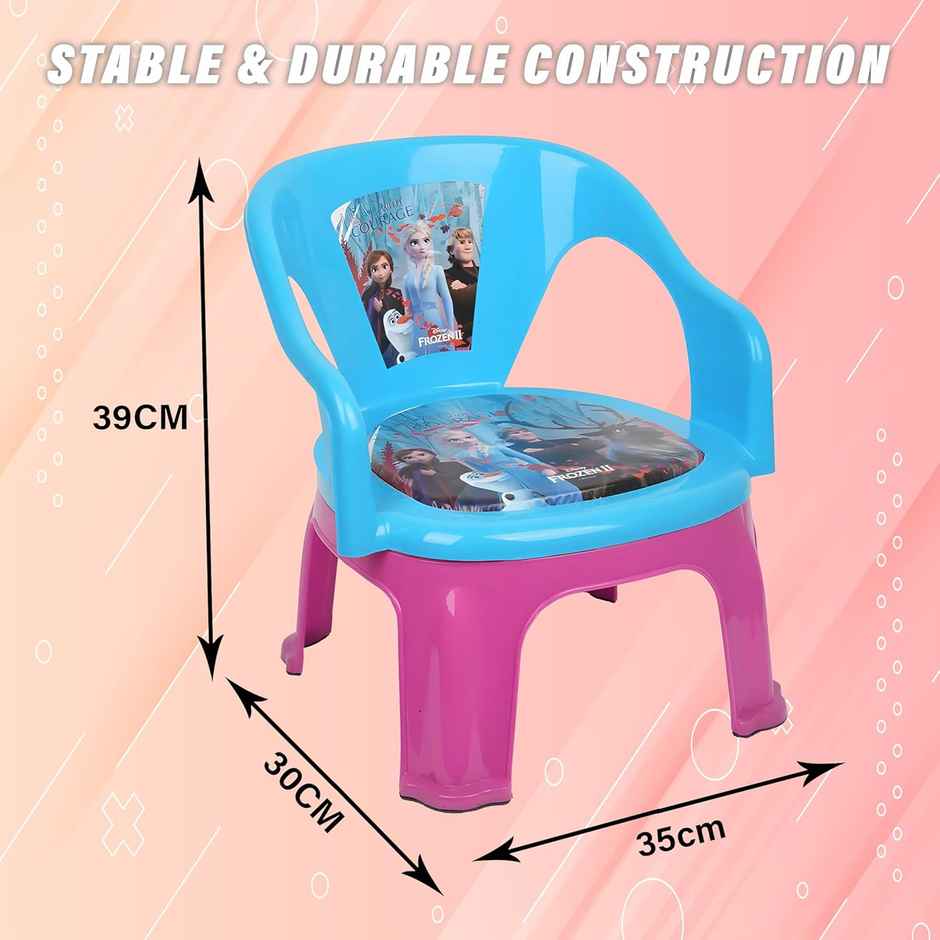 Kuber Industries Disney Frozen-II Plastic Foldable Kids Chair|Baby Stool|Capacity 30 Kg|Sky Blue