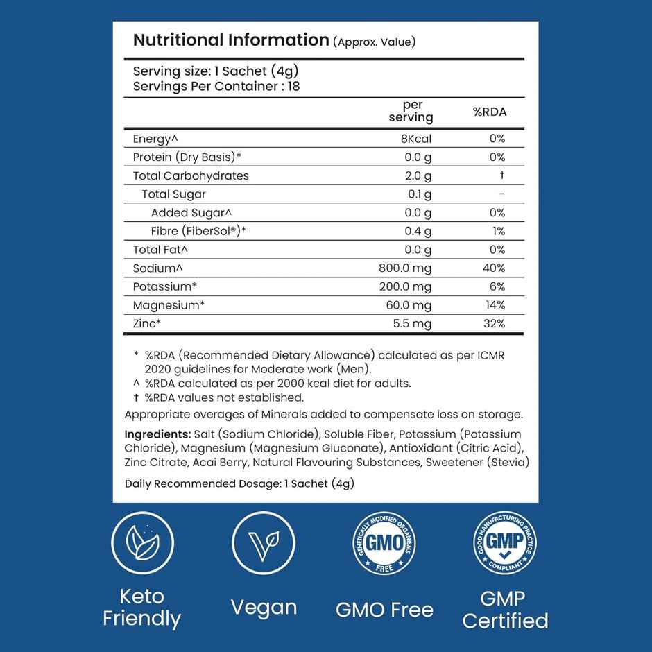 Supply6 Salts | Electrolyte Mix | Blue Raspberry | Sodium | Potassium | Magnesium | Zinc | Fiber