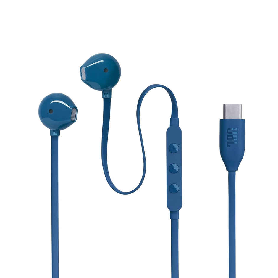 JBL Tune 305 Wired In-Ear Type C Headphones, Hi-Res Audio With Digital-To-Analog Converter (Blue)
