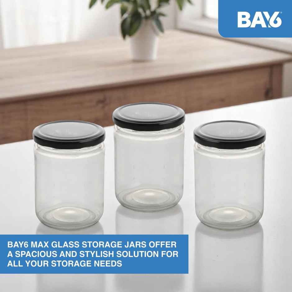 BAY6 Max Glass Jar Set with Metal Cap -500 ml - (3pc)