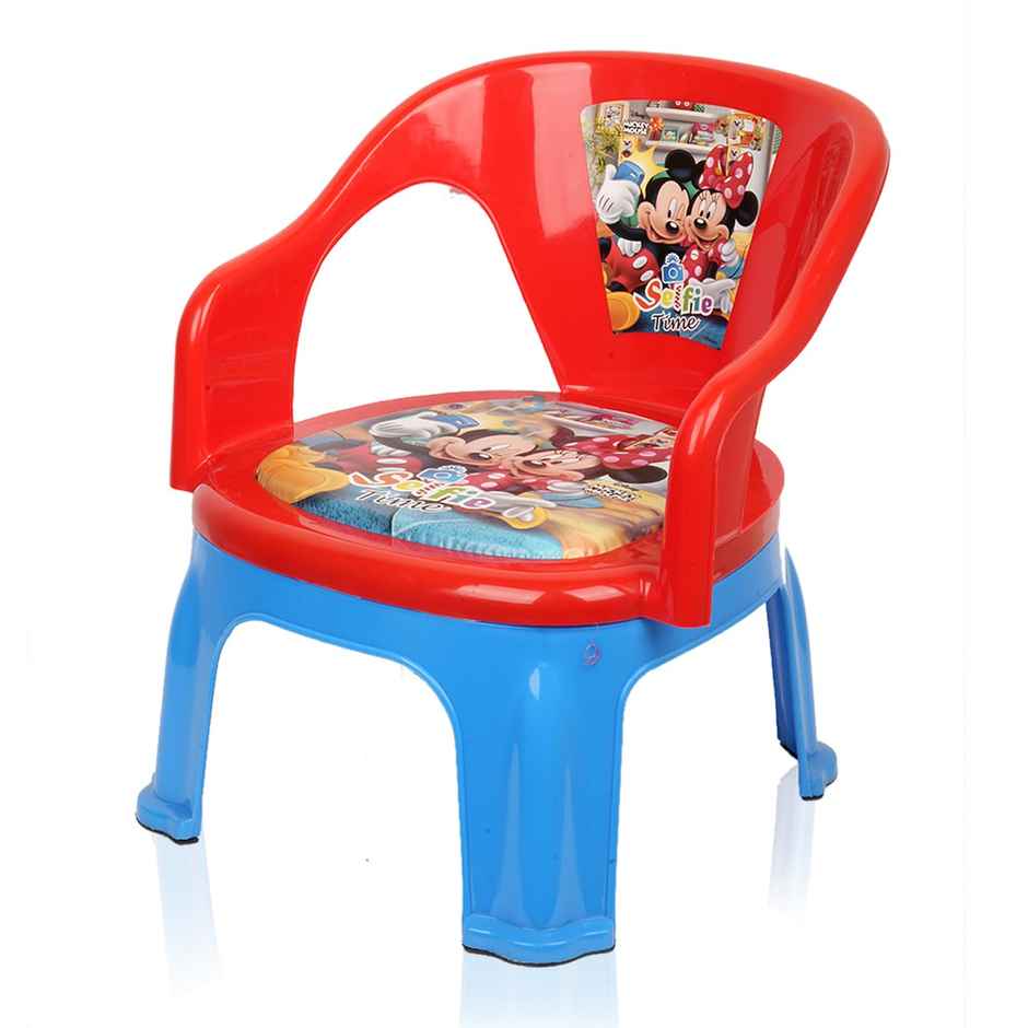 Kuber Industries Disney Mickey Plastic Foldable Kids Chair|Baby Stool|Capacity 30 Kg|Red
