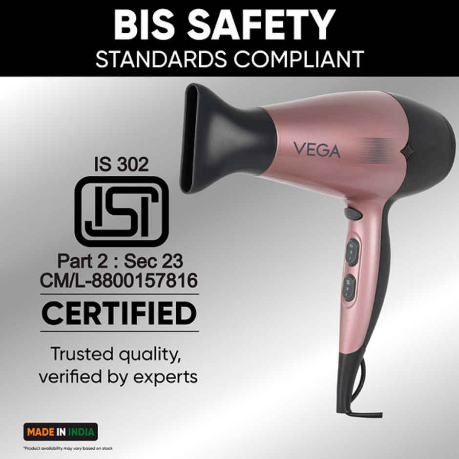 Vega Go Pro 2100W Professional Hair Dryer with 2 Speed & 3 Temperature Settings (VHDH-25)