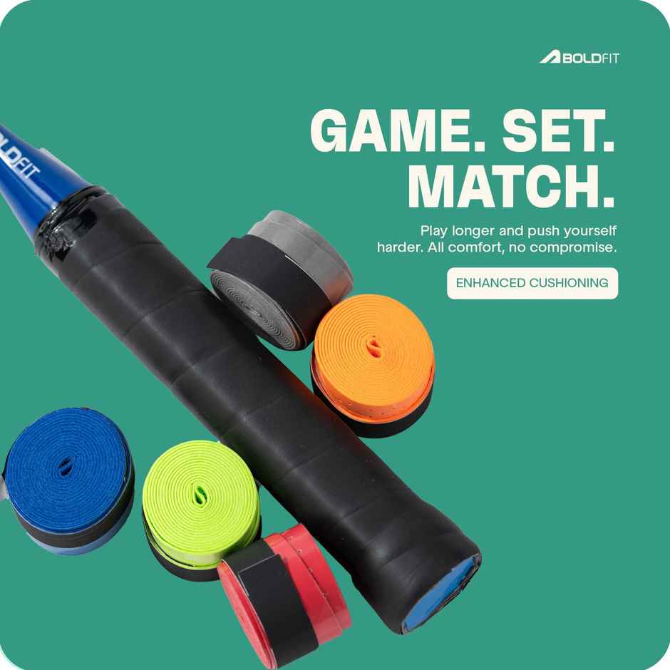 Boldfit Anti Slip Perforated Badminton/Tennis Racket Grip | Pack of 5 | Multicolor