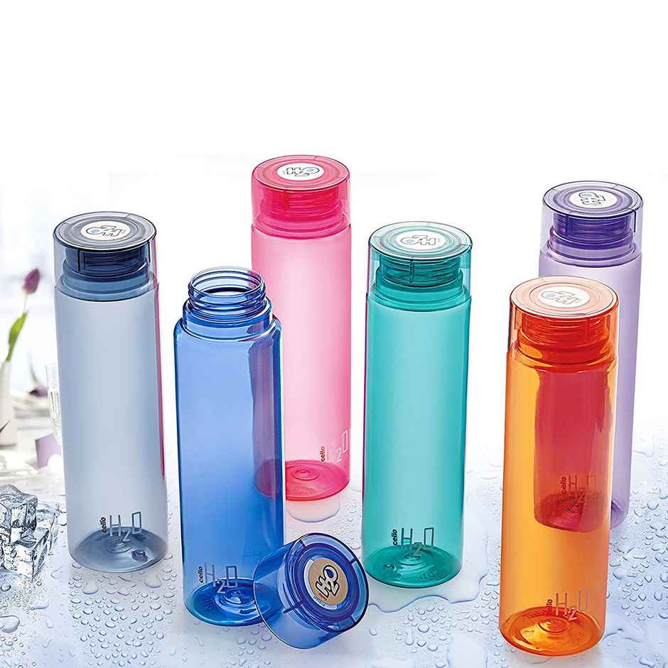 Cello H2O Plastic Bottles | Blue, Black, Pink | 1 L Each