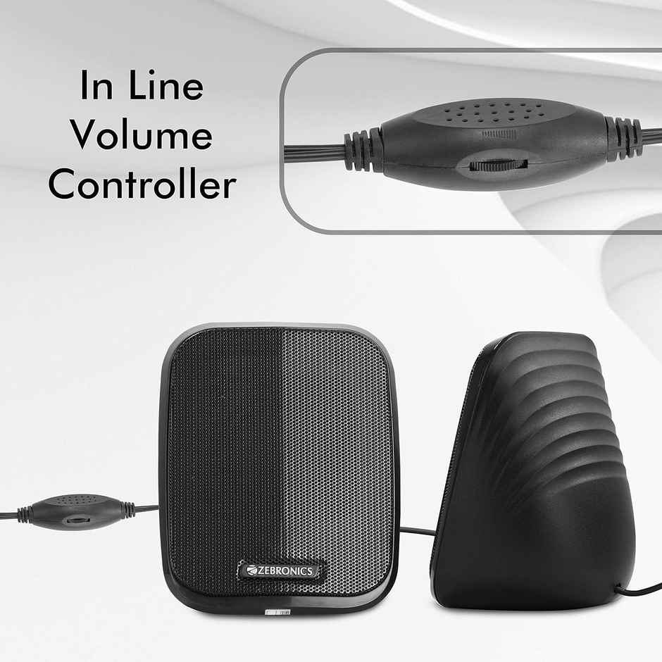 Zebronics Fame 5 Watts 2.0 USB Computer Speakers, USB Powered, AUX, Volume Control Pod for PC, Laptops, Desktop - Black