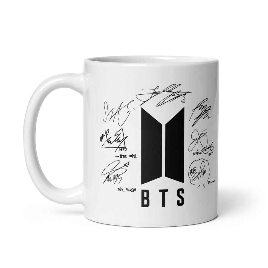Kooltech Bts Signature Sign Printed White Coffee And Tea Ceramic Mug - 11Oz