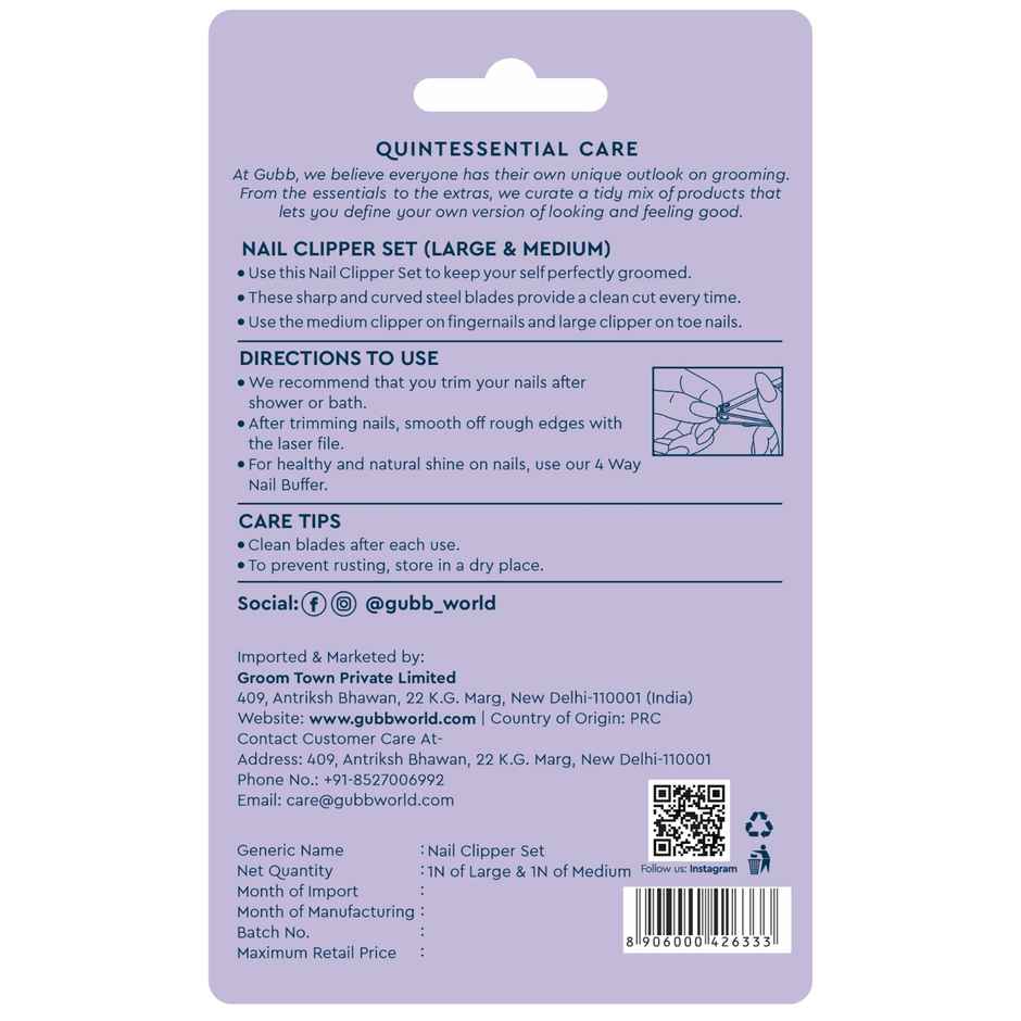 GUBB Nail Clipper Set (Large & Medium)