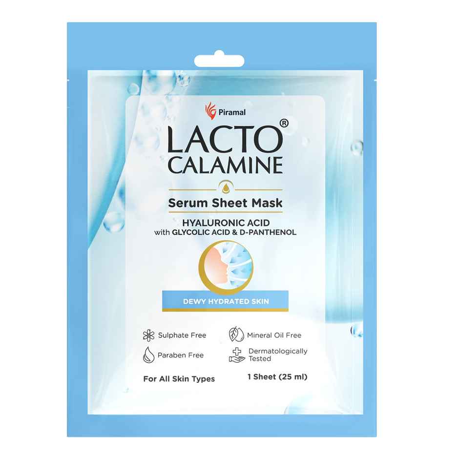 Lacto Calamine Hyaluronic Acid Face Sheet Mask for Intense Hydration, Refreshing, Plumpy & Dewy Skin