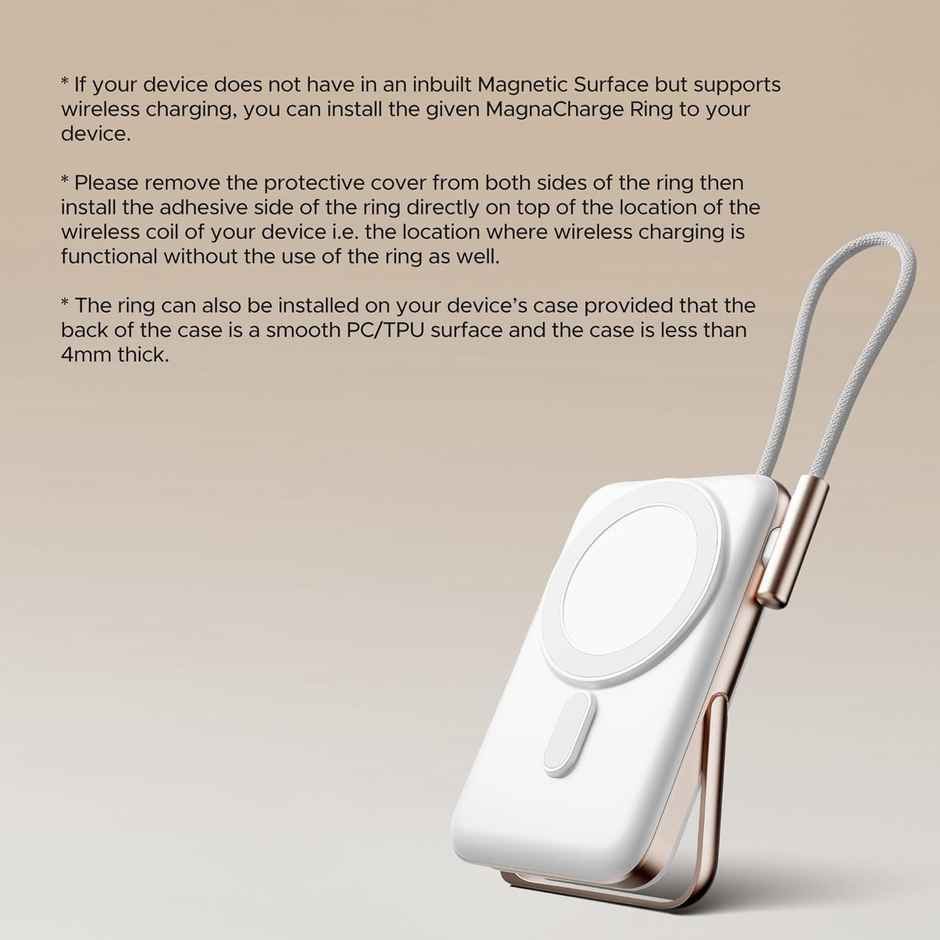 boAt Energyshroom PB330 MagnaCharge 10000 mAh Magnetic Wireless Power Bank w/ 15W Wireless Charging, Metal Stand,Magnacharge Ring for iPhone and Android Phones w/Wireless Charge - White