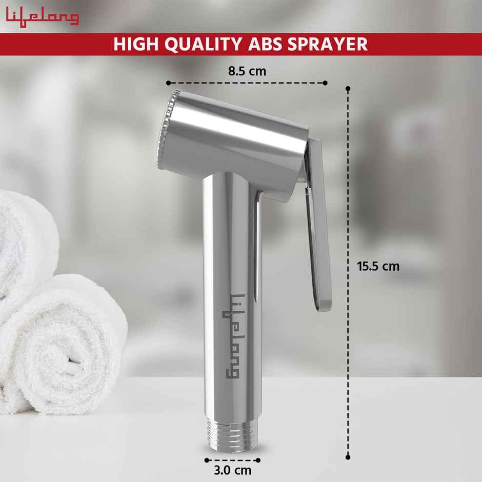 Lifelong Health Faucet Gun, Hand Jet Bidet Spray Head Abs Material 19 Chrome