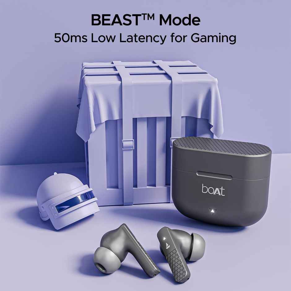 boAt Airdopes 91 TWS Earbuds with 45H Playtime, Dual Mics w/ ENx & BEAST Mode (Mist Grey)