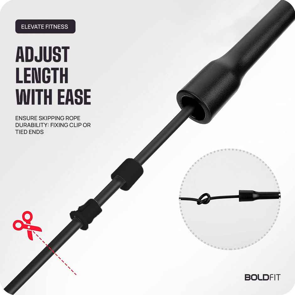 Boldfit Adjustable Skipping Rope | Jumping Exercise Tool - Black