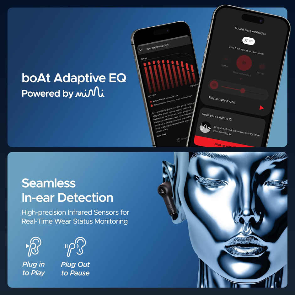 boAt Nirvana Ion ANC TWS Earbuds with mic, 120HRS Battery, Crystal Bionic Sound w/Dual EQ Modes, 4Mics ENx, App Support, Low Latency, IPX4, v.5.2 Bluetooth Earbuds - Crystal Black