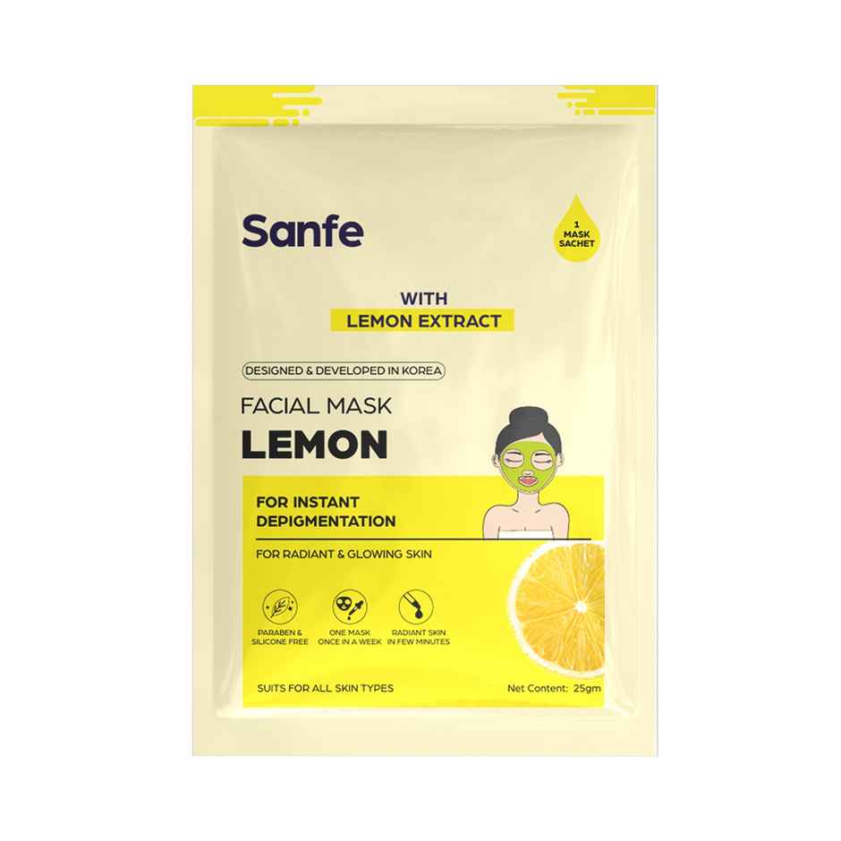 Sanfe Instant Depigmentation Lemon Facial Mask 100% Fruit Extracts, Korean Mask
