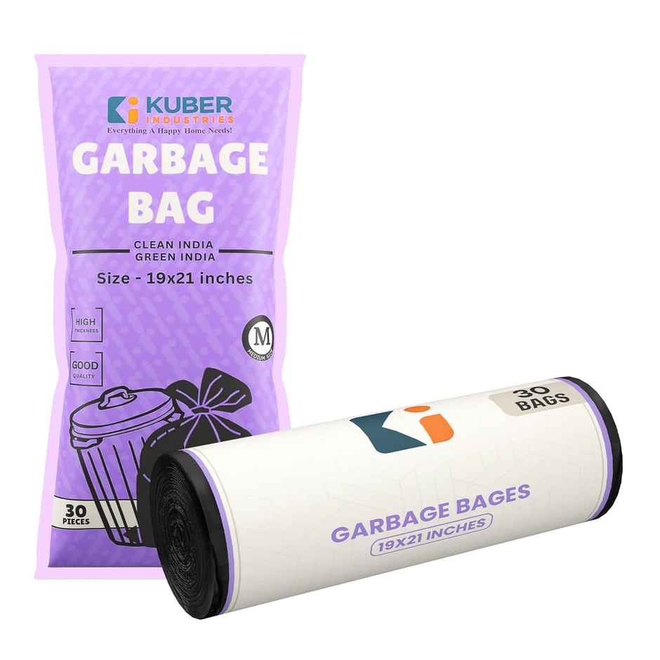 Kuber Industries 7 L Medium Leakproof Eco Friendly Dustbin Bags (30 Pcs) For Trash & Waste|Black