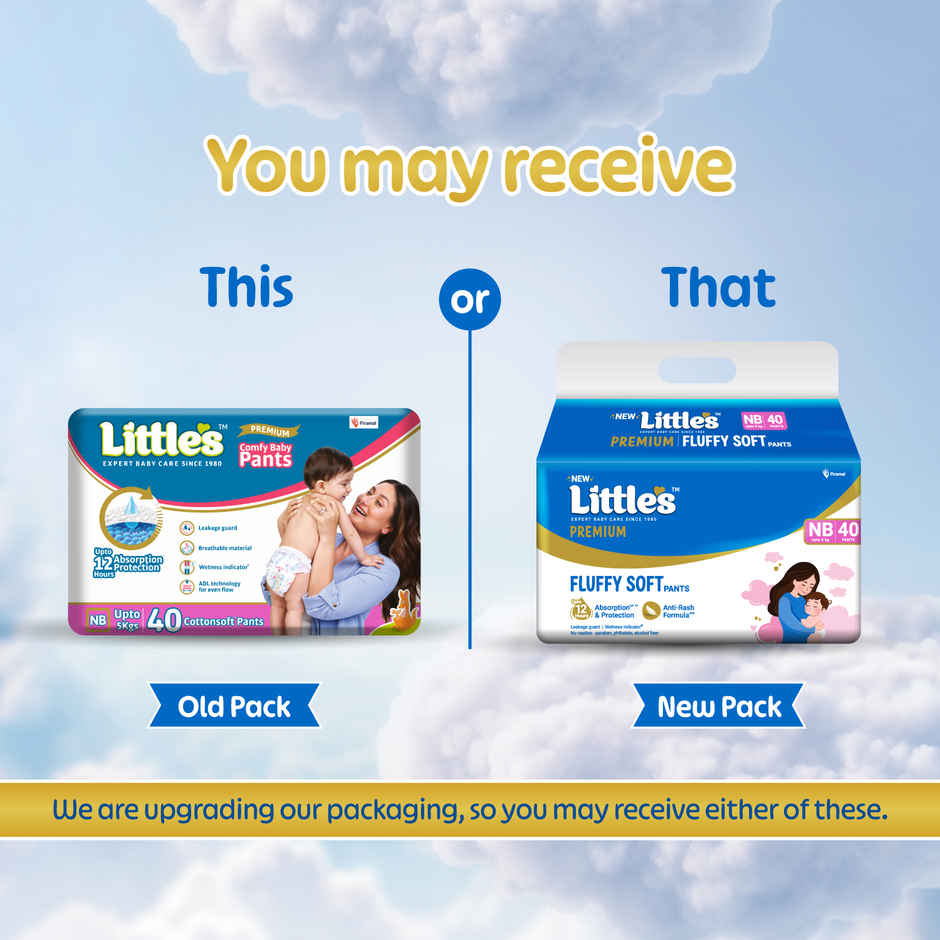 Littles Expert Baby Care Comfy Baby Diapers | Pant Style | NB | 40 pcs