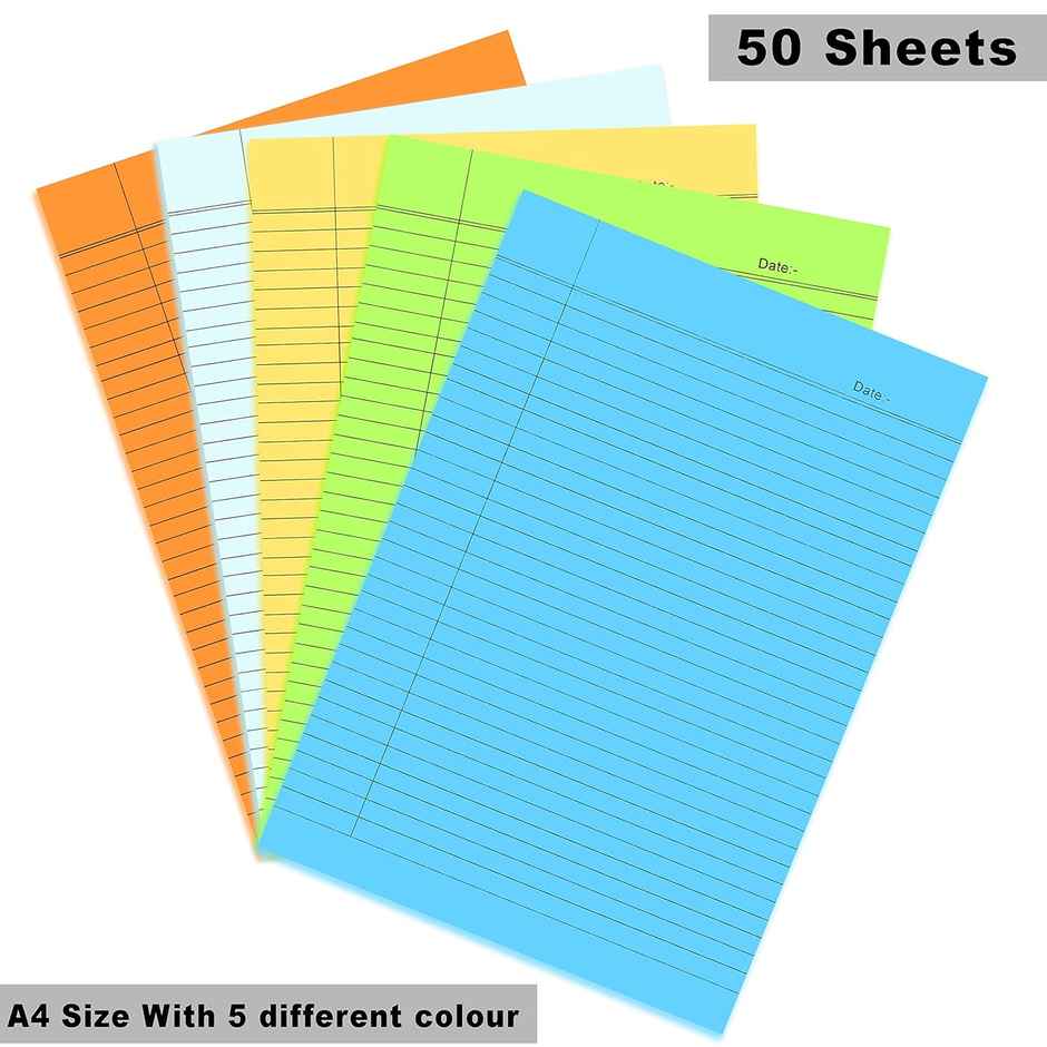 ABK A4 Bright Shades Ruled Paper