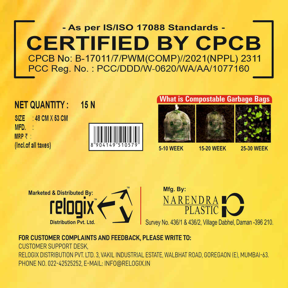 Crystal Medium Garbage Bag 19x21 Compostable, Blue Colour