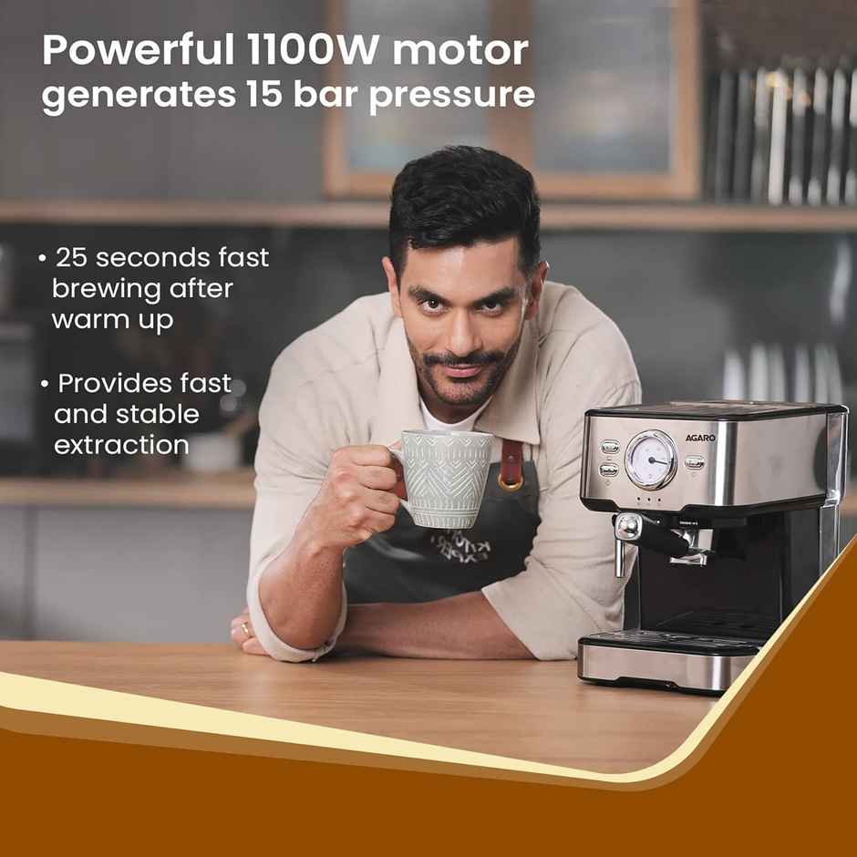 Agaro Imperial Espresso Coffee Maker 15 Bars Espresso, Cappuccino, Steam Espresso Maker For Home