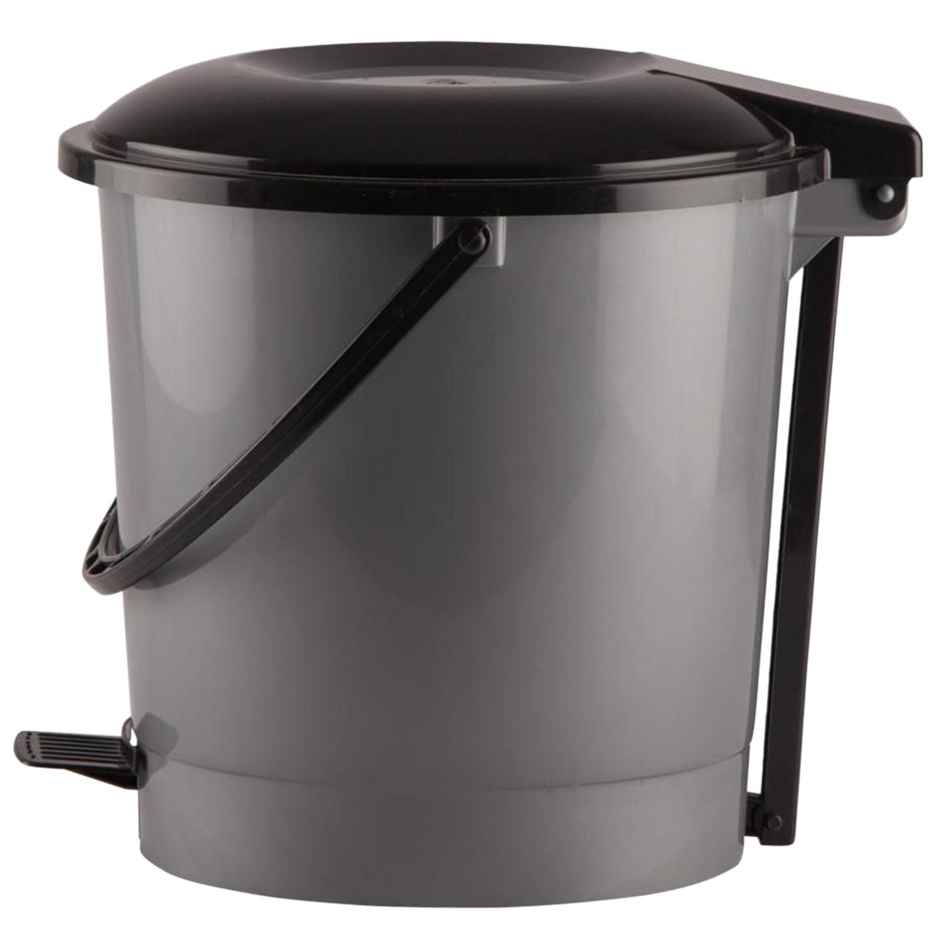 Kuber Industries Multiuses Plastic Pedal Dustbin | Trash Can With Handle | 7 Litre | Grey