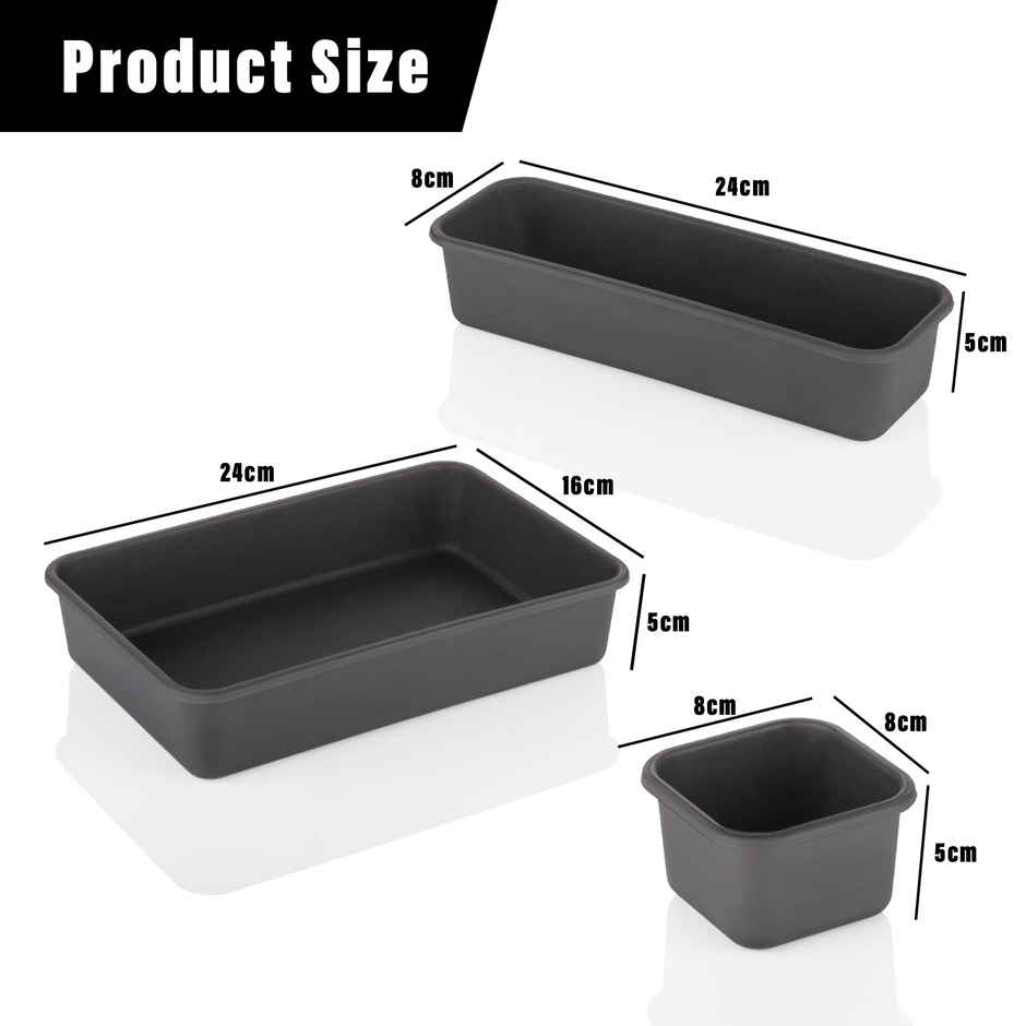 Kuber Industries Multi-Purpose Desk Drawer Storage Organizer Set|16 Piece Set|Black