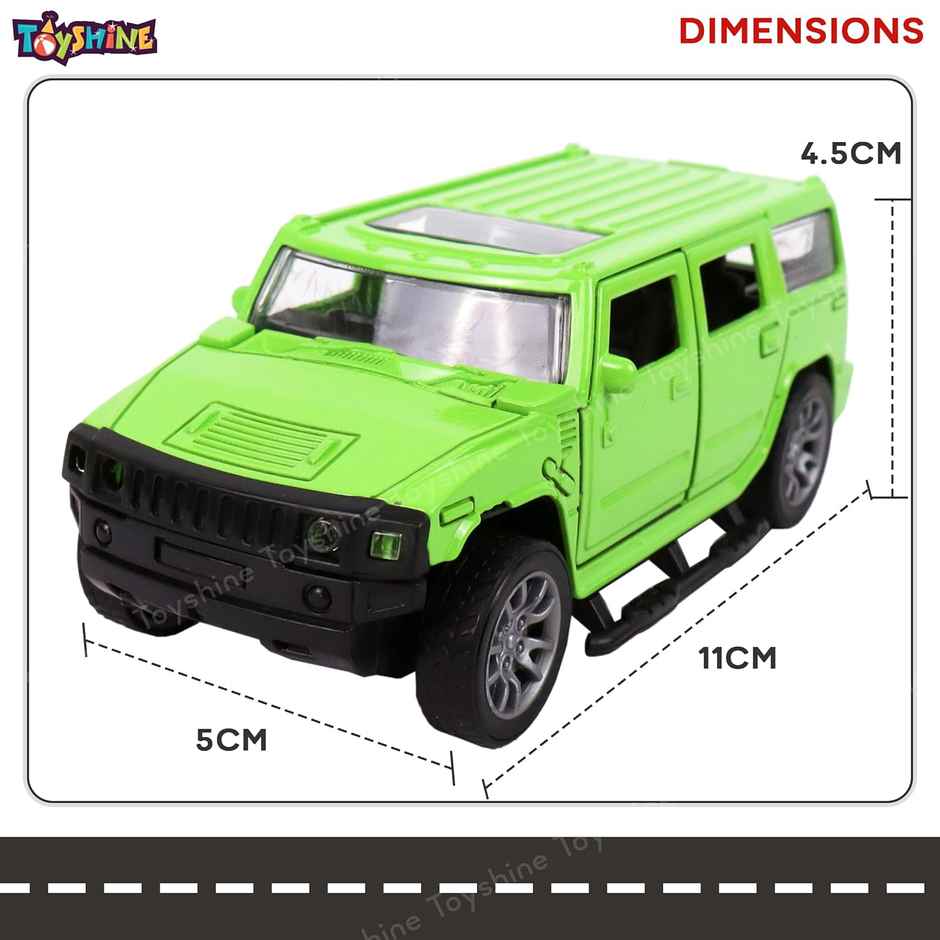 Toyshine 1:32 Scale Die Cast Racing H2 Model Vehicle Toy Car With Pull Back Function, Green
