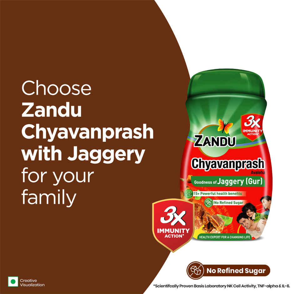 Zandu Jaggery Chyawanprash Avaleha, Made with Jaggery (Gur), No added Sugar