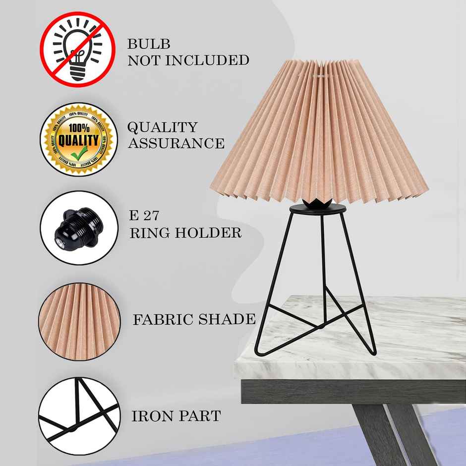 Homesake Retro Matte Black Metal Table Lamp | Bedside Gift | Home & Living Room | Khadi Pleated