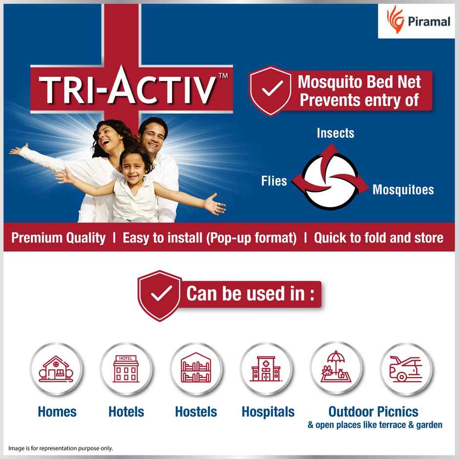 Tri-Activ Premium Machardani Mosquito Net For Double Bed | Piramal Blue