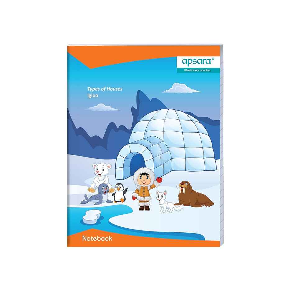 Apsara Kingsize Notebook | Four Lines With Gap | Red & Blue Line 120 Pages, 24 x 18 cm, Assorted