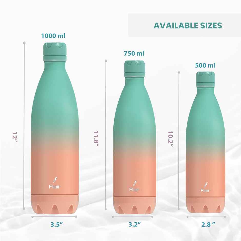 Flair Pop Insulated Steel Bottle | 1 L | Aqua Green & Coral Pink | Double-Walled Vacuum Flask