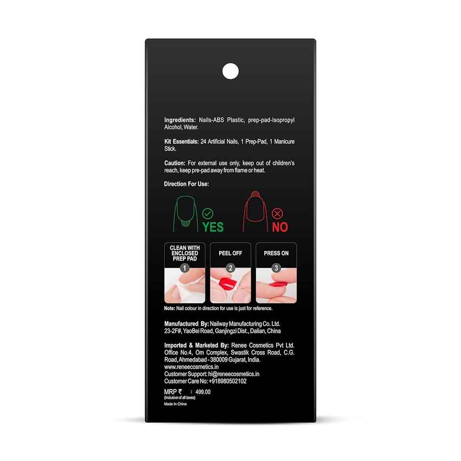 Renee Stick On Nails Bn 07| 24 Reusable Artificial Fake Nail Set