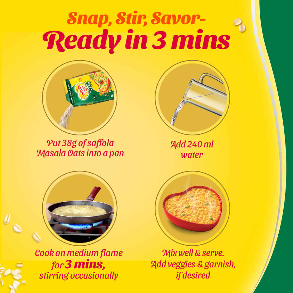 Saffola Masala Oats | Veggie Twist | Anytime Snack | Ready in 3 mins | Millets Goodness