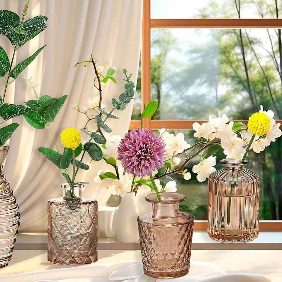 TIED RIBBONS Glass Vase Set | Brown