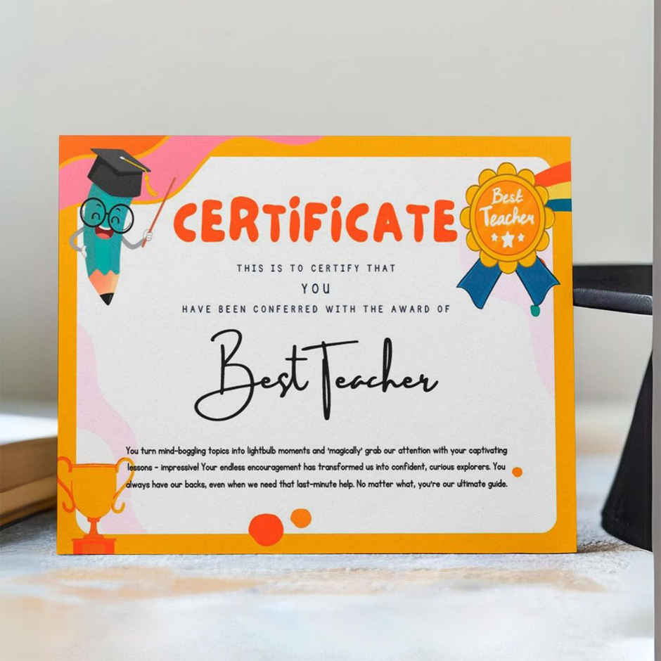Best Teacher Certificate For Father's Day Gifting | Teachers Day Special | Mad Over Prints