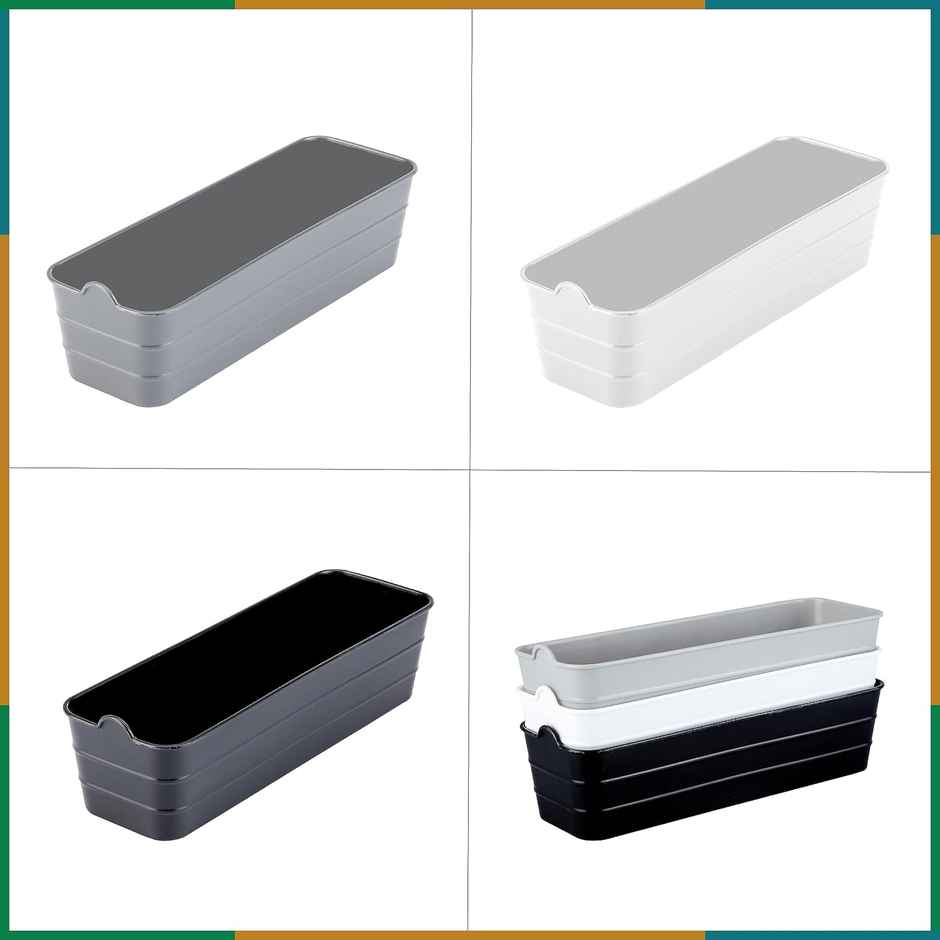 Kolorr Unbreakable Flexi Tray Narrow- Black, White, Daiso (Pack Of 6) | Bathroom Organiser