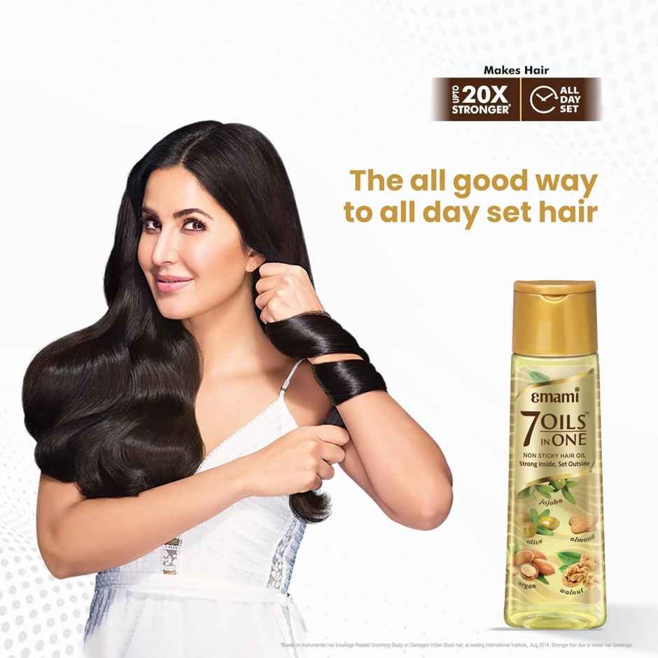 Emami 7 Oils In One Non Sticky & Non Greasy Hair Oil, 20 Times Stronger Hair