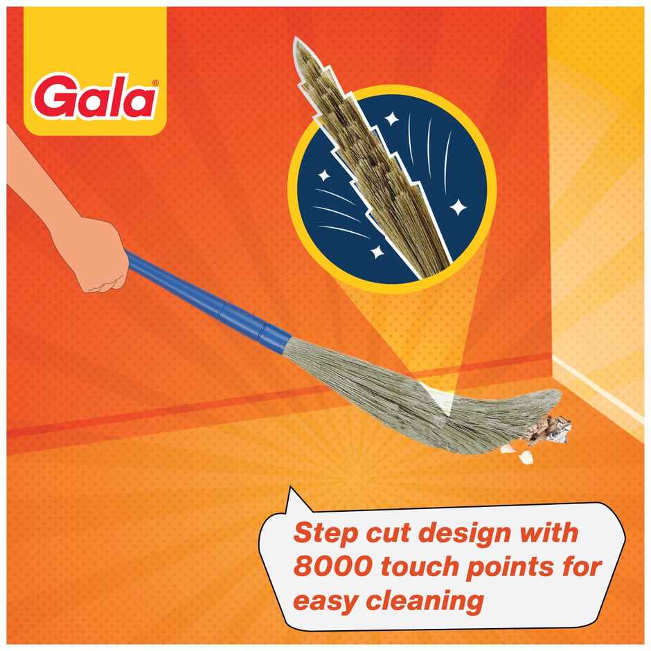 Gala No Dust 90 cm Broom / Jhadu | Plastic, Blue & Brown)